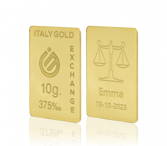 Lingotto Oro segno zodiacale Bilancia 9 Kt da 10 gr. IGE GOLD